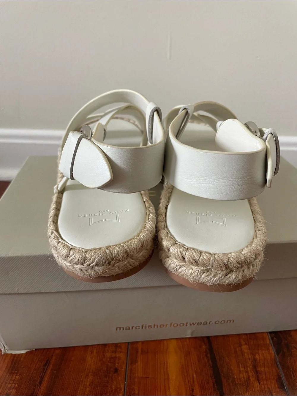 NEW Marc Fisher Tallia White Leather Espadrille Sandals